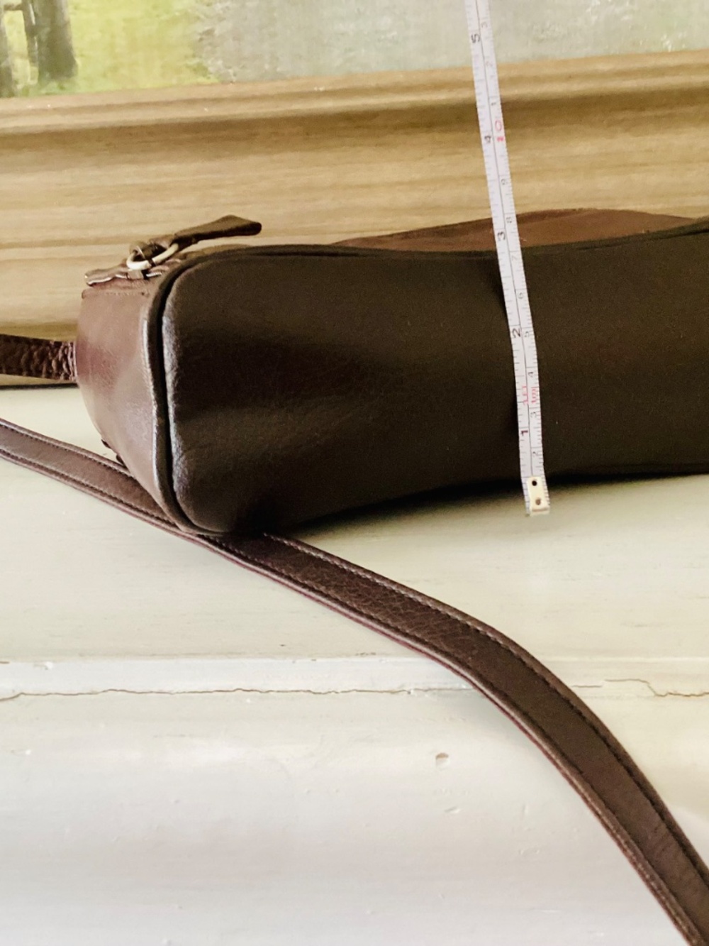 Vtg Rolfs Genuine Leather Small Brown Crossbody Purse Y2K Minimalist Travel Zip - Picture 13 of 13